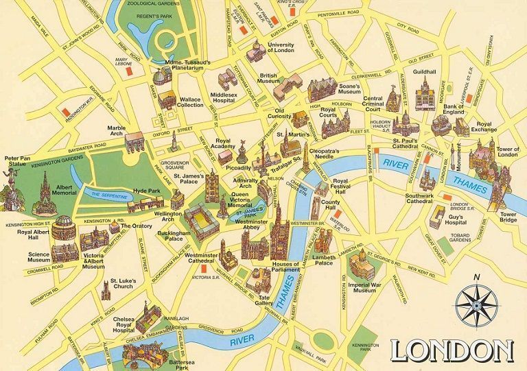 Mapa de Londres con principales puntos de interés