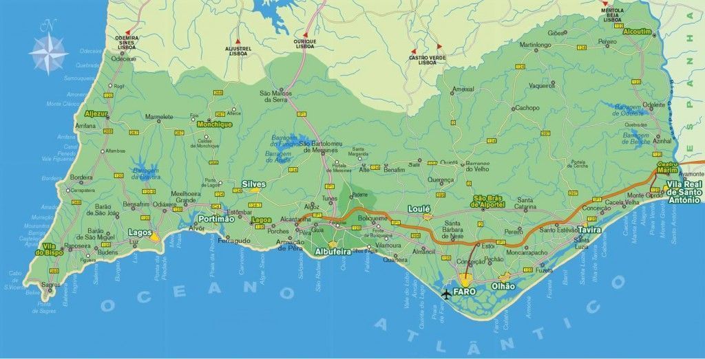 Mapa del Algarve