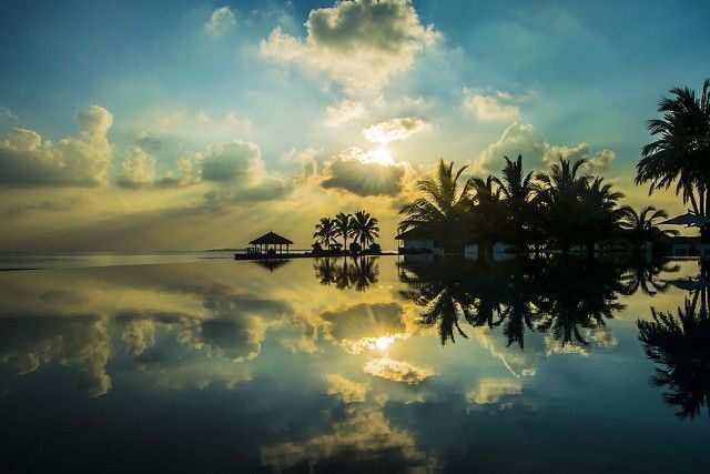 Puesta de sol en las Maldivas