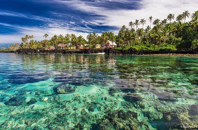 Laguna barrera coral sur Upolu isla Samoa