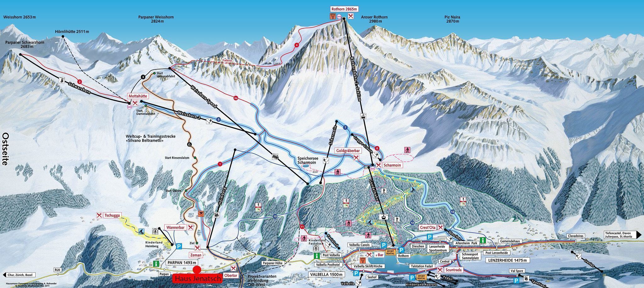 Mapa de pistas de esquí de Arosa Lenzerheide