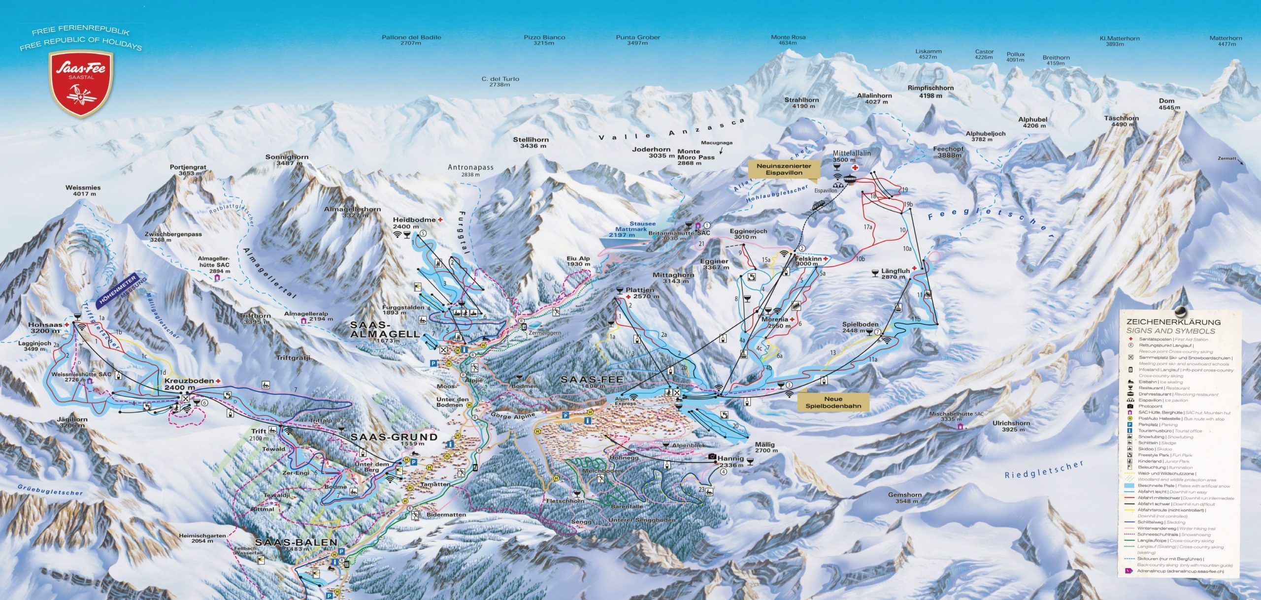 Mapa de pistas de Saas-Fee