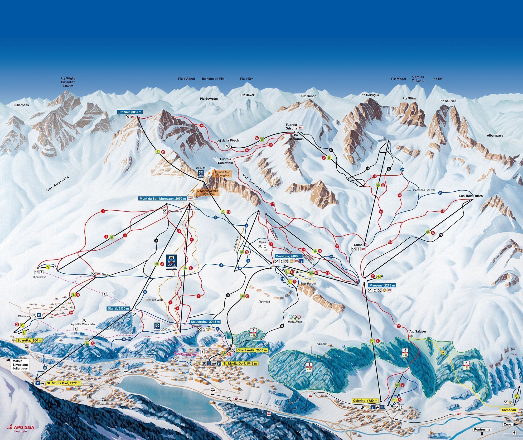 Mapa de pistas St. Moritz