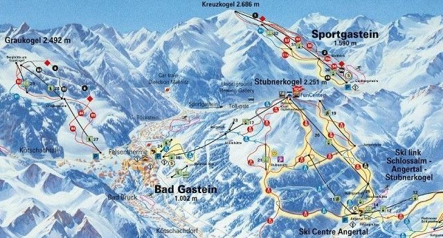 Mapa de la pista de esquiar Bad Gastein (Austria)