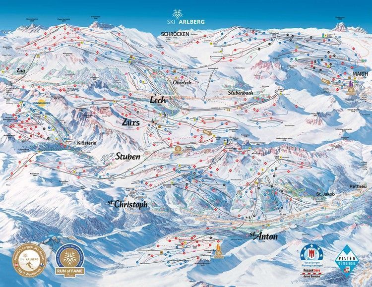 Mapa pistas St. Christoph (Alberg)