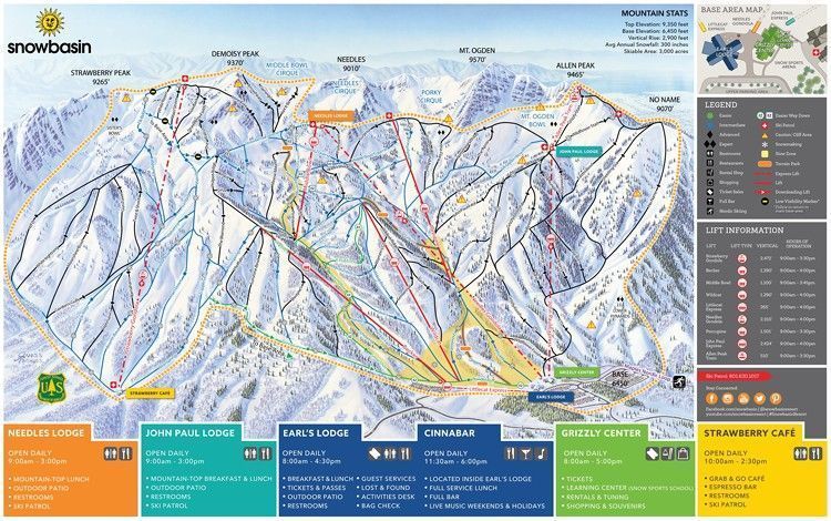 Mapa de pistas de esquí de Snowbasin