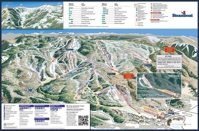 Steamboat, Colorado mapa pistas esqui