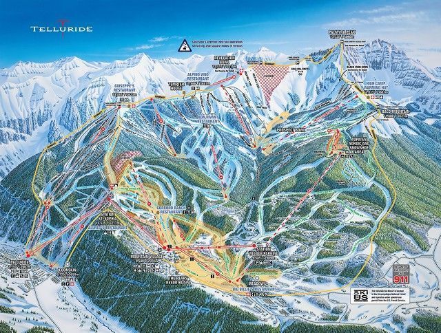 Mapa de pistas de esquí en Telluride (Colorado)