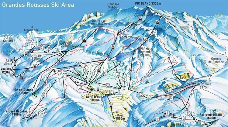 Mapa de pistas de Alpe D´huez