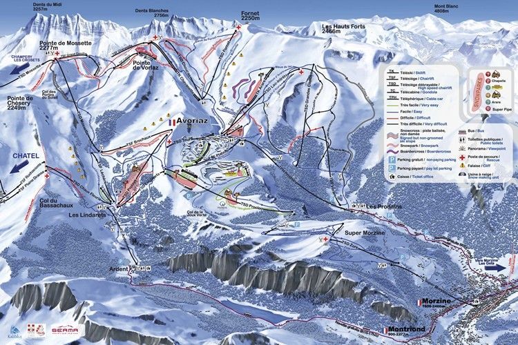 Mapa de pistas de Avoriaz