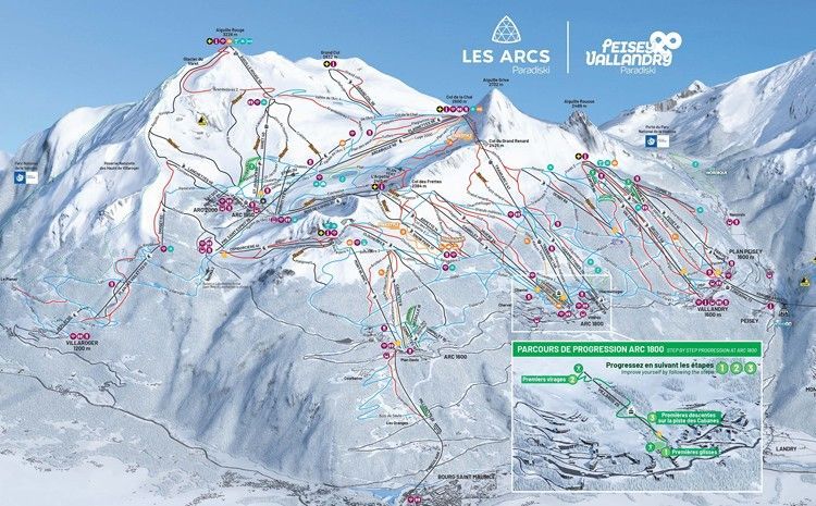 Mapa de pistas de Les Arcs
