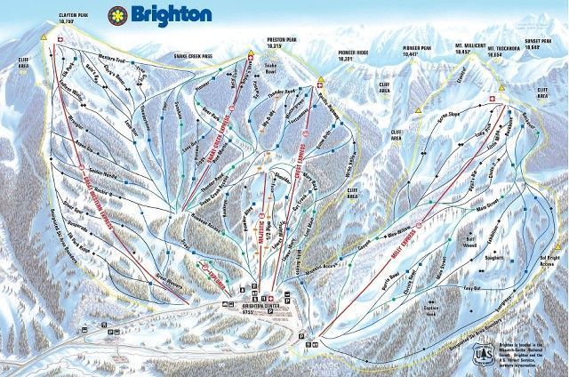 Mapa de pistas de esquí en Esquiando en Brighton (Utah)