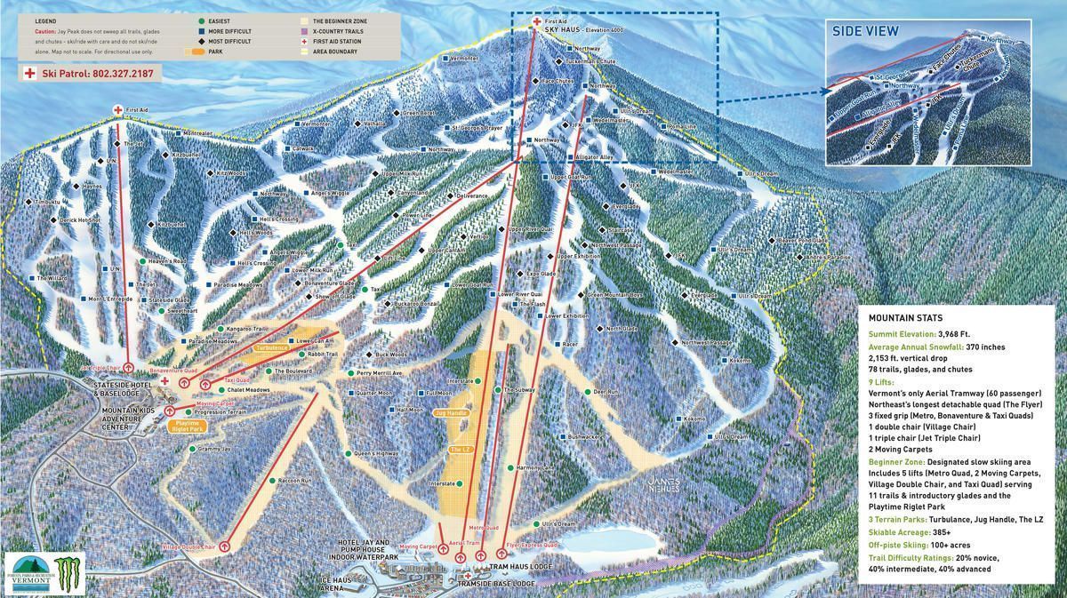 Mapa de pistas de esquí de Jay Peak