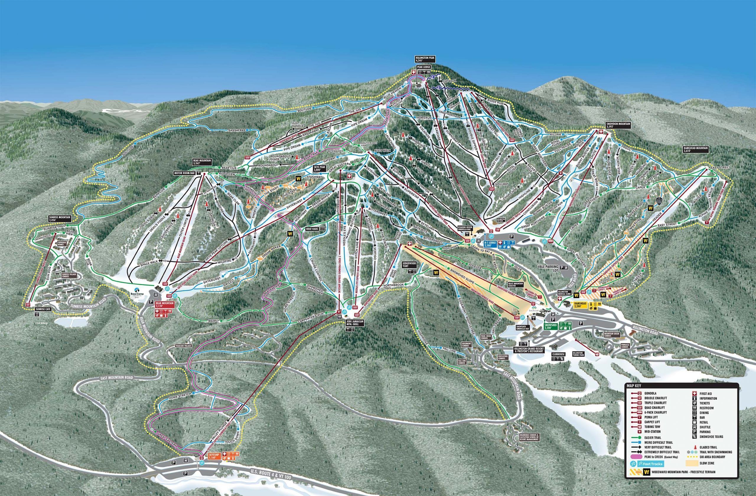 KILLINGTON mapa de pistas de esquí