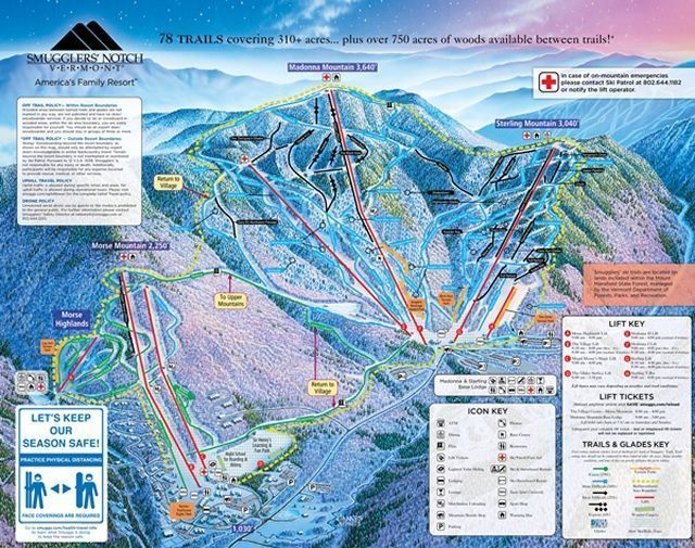 Mapa Pistas esqui Smugglers' Notch