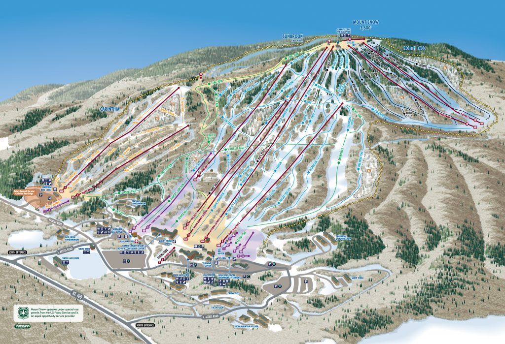Mapa pistas esquí Mount Snow Vermont