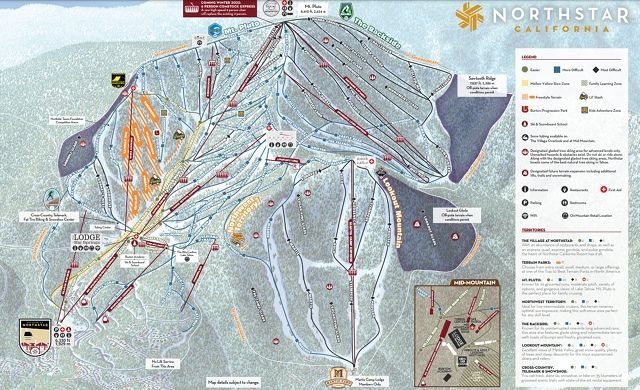 Mapa de pistas de esquí de  Northstar
