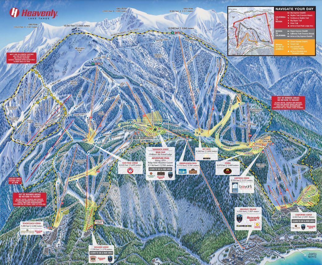 Mapa de pistas de Heavenly (California)