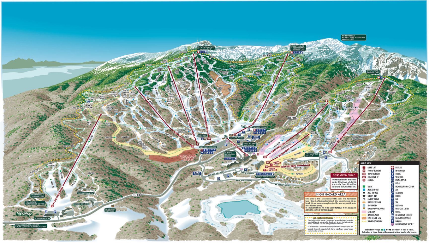 Mapa de pistas de esquí de Stowe