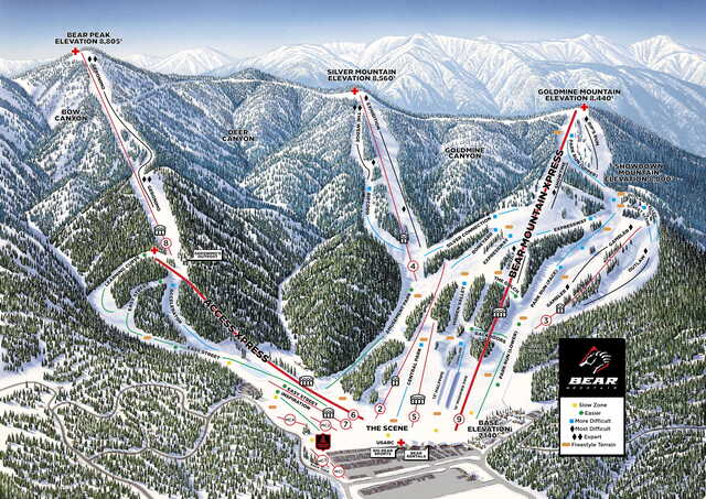 Mapa de pistas de esquí de Bear Mountain