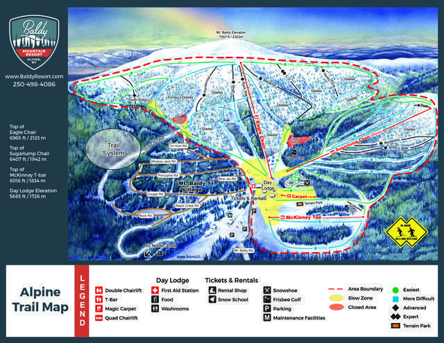 Mapa de pistas de esquí de MT Baldy