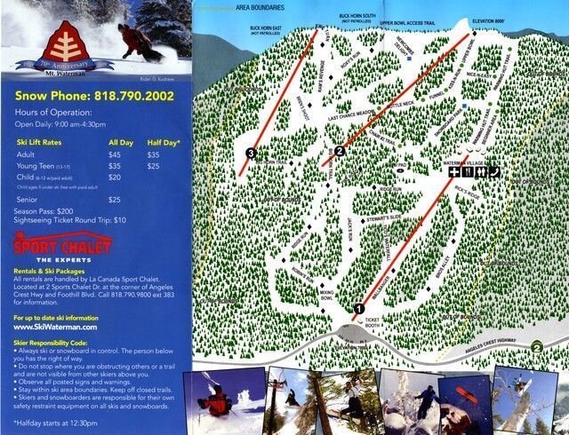 Mapa de pistas de esquí de MT Waterman