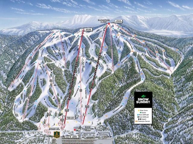 Mapa de pistas de esquí de Snow Summit
